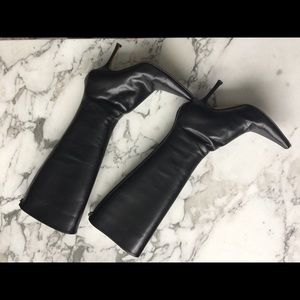 Jimmy Choo tall black leather heeled boots
